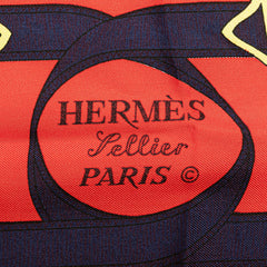 エルメス カレ90 Eperon d'or 黄金の拍車 スカーフ ネイビー マルチカラー シルク レディース HERMES 【中古】