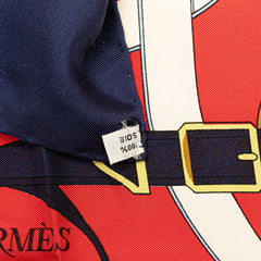 エルメス カレ90 Eperon d'or 黄金の拍車 スカーフ ネイビー マルチカラー シルク レディース HERMES 【中古】