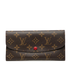 ルイ ヴィトン モノグラム ポルトフォイユ エミリー 長財布 M60136 ブラウン ルージュ PVC レザー レディース LOUIS VUITTON 【中古】