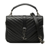 サンローラン カレッジ ハンドバッグ ショルダーバッグ 2WAY 392737 ブラック レザー レディース SAINT LAURENT 【中古】