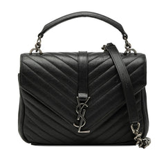 サンローラン カレッジ ハンドバッグ ショルダーバッグ 2WAY 392737 ブラック レザー レディース SAINT LAURENT 【中古】