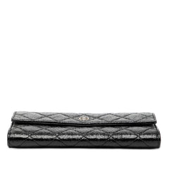 シャネル マトラッセ ココマーク 長財布 ブラック レザー レディース CHANEL 【中古】