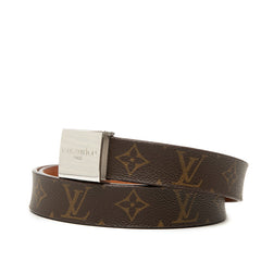 ルイ ヴィトン モノグラム サンチュール キャレ ベルト M6801 ブラウン PVC レザー メンズ LOUIS VUITTON 【中古】