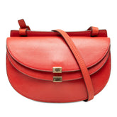 クロエ ジョージア 斜め掛け ダブルフラップ ショルダーバッグ 03-15-50-65 レッド レザー レディース Chloe 【中古】