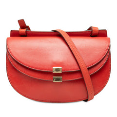 クロエ ジョージア 斜め掛け ダブルフラップ ショルダーバッグ 03-15-50-65 レッド レザー レディース Chloe 【中古】