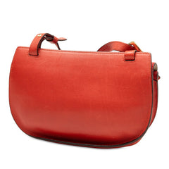クロエ ジョージア 斜め掛け ダブルフラップ ショルダーバッグ 03-15-50-65 レッド レザー レディース Chloe 【中古】