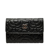 シャネル ココマーク カメリア カードケース 名刺入れ ブラック キャビアスキン レディース CHANEL 中古