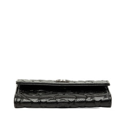 シャネル ココマーク カメリア カードケース 名刺入れ ブラック キャビアスキン レディース CHANEL 中古