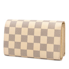 ルイ ヴィトン ダミエ アズール ポルトフォイユ トレゾール 二つ折り財布 N61744 ホワイト PVC レディース LOUIS VUITTON 【中古】