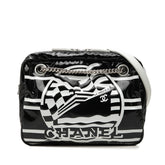 シャネル LA PAUSA チェーン ショルダーバッグ ロゴ ブラック ホワイト PVC レザー レディース CHANEL 中古