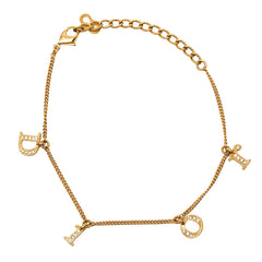 ディオール ロゴ ブレスレット ゴールド ラインストーン メッキ GP レディース Dior 【中古】