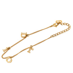 ディオール ロゴ ブレスレット ゴールド ラインストーン メッキ GP レディース Dior 【中古】