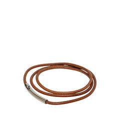 エルメス ヴィンテージ ローグ ベルト ブラウン シルバー レザー メタル レディース HERMES 中古