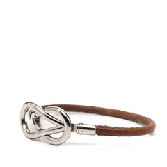 エルメス アタメ ブレスレット ブラウン シルバー メタル レザー レディース HERMES 【中古】