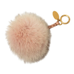 フェンディ ポンポンチャーム バッグチャーム キーホルダー ピンク ゴールド ファー レザー レディース FENDI 【中古】