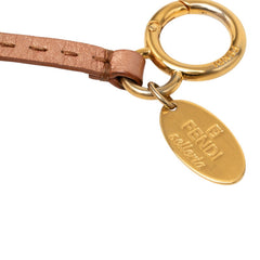 フェンディ ポンポンチャーム バッグチャーム キーホルダー ピンク ゴールド ファー レザー レディース FENDI 【中古】
