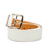 エルメス エトリヴィエール ベルト ホワイト ブラウン レザー メンズ HERMES 【中古】