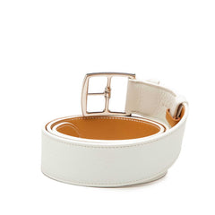 エルメス エトリヴィエール ベルト ホワイト ブラウン レザー メンズ HERMES 【中古】
