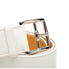 エルメス エトリヴィエール ベルト ホワイト ブラウン レザー メンズ HERMES 【中古】