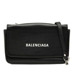 バレンシアガ エブリデイ チェーンウォレット ショルダーバッグ 537387 ブラック レザー レディース BALENCIAGA 【中古】
