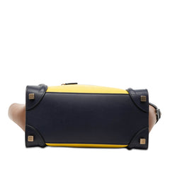 セリーヌ ラゲージ マイクロショッパー ハンドバッグ トートバッグ イエロー ブラウン ネイビー レザー レディース CELINE 【中古】