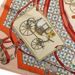 エルメス カレ70 馬車の変遷 Les Voitures Nouvelles スカーフ ベージュ マルチカラー シルク レディース HERMES 中古