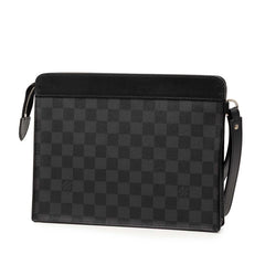 ルイ ヴィトン ダミエ グラフィット スタンドポーチ セカンドバッグ N64612 ブラック レザー PVC メンズ LOUIS VUITTON 【中古】