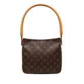 ルイ ヴィトン モノグラム ルーピングMM ショルダーバッグ ハンドバッグ M51146 ブラウン PVC レザー レディース LOUIS VUITTON 【中古】