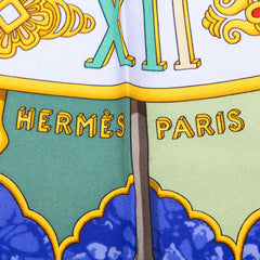 エルメス カレ90 CARPE DIEM 今日一日を楽しむ スカーフ 大判 ブルー マルチカラー シルク レディース HERMES 中古