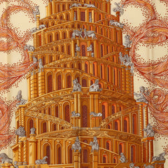 エルメス カレ90 バベルの川 LES RIVIERES DE BABEL スカーフ ブラウン シルク レディース HERMES 中古