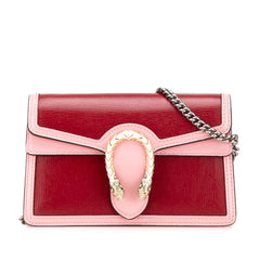 グッチ ディオニュソス チェーン 斜め掛け ショルダーバッグ 476432 レッド ピンク レザー レディース GUCCI 【中古】