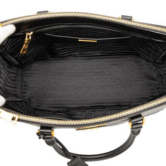 プラダ 三角ロゴプレート ガレリア ラージ トートバッグ ブラック レザー レディース PRADA 【中古】