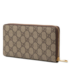 グッチ GGスプリーム ばなにゃ プリント ジッピーウォレット 長財布 701060 ブラウン イエロー PVC レザー レディース GUCCI 【中古】