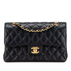 シャネル マトラッセ ココマーク ダブルフラップ チェーン ショルダーバッグ ブラック ゴールド金具 キャビアスキン レディース CHANEL 【中古】