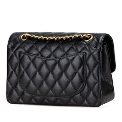 シャネル マトラッセ ココマーク ダブルフラップ チェーン ショルダーバッグ ブラック ゴールド金具 キャビアスキン レディース CHANEL 【中古】