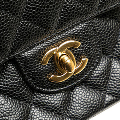 シャネル マトラッセ ココマーク ダブルフラップ チェーン ショルダーバッグ ブラック ゴールド金具 キャビアスキン レディース CHANEL 【中古】