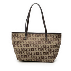 フェンディ ズッキーノ ハンドバッグ トートバッグ 8BH075 ブラウン キャンバス レディース FENDI 【中古】