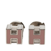 エルメス カージュ ド アッシュ Hキューブ ピアス シルバー ピンク メタル エナメル レディース HERMES 【中古】