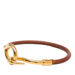 エルメス ジャンボブレス ブレスレット ゴールド ブラウン メッキ レザー レディース HERMES 【中古】