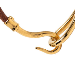 エルメス ジャンボブレス ブレスレット ゴールド ブラウン メッキ レザー レディース HERMES 【中古】