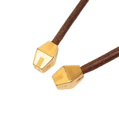 エルメス ラニエール ネックレス ゴールド ブラウン メッキ レザー レディース HERMES 【中古】