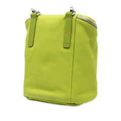 プラダ 三角ロゴプレート ショルダーバッグ 2VH147 グリーン キャンバス レザー レディース PRADA 【中古】