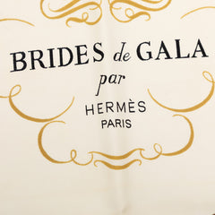 エルメス カレ90 BRIDE de GALA 式典用の馬勒 スカーフ ブラウン ホワイド イエロー シルク レディース HERMES 【中古】