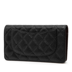 シャネル マトラッセ ココマーク 長財布 ロングウォレット ブラック ボルドー キャビアスキン レディース CHANEL 【中古】