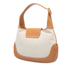 グッチ ジャッキー ハンドバッグ ショルダーバッグ 001 113 1390 ベージュ ブラウン キャンバス レザー レディース GUCCI 【中古】