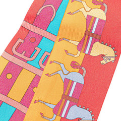 エルメス ツイリー ROCABAR ロカバール スカーフ レッド マルチカラー シルク レディース HERMES 【中古】