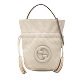 グッチ インターロッキングG ブロンディ チェーン ショルダーバッグ 巾着 760313 オフホワイト レザー レディース GUCCI 【中古】