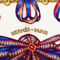 エルメス カレ90 LES RUBANS DU CHEVAL 馬のリボン スカーフ ネイビー マルチカラー シルク レディース HERMES 【中古】
