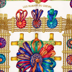 エルメス カレ90 LES RUBANS DU CHEVAL 馬のリボン スカーフ ネイビー マルチカラー シルク レディース HERMES 【中古】