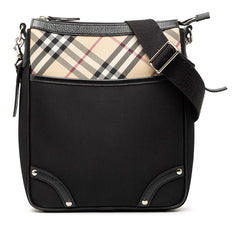 バーバリー ノバチェック 斜め掛け ショルダーバッグ ブラック ベージュ ナイロン レザー レディース BURBERRY 【中古】
